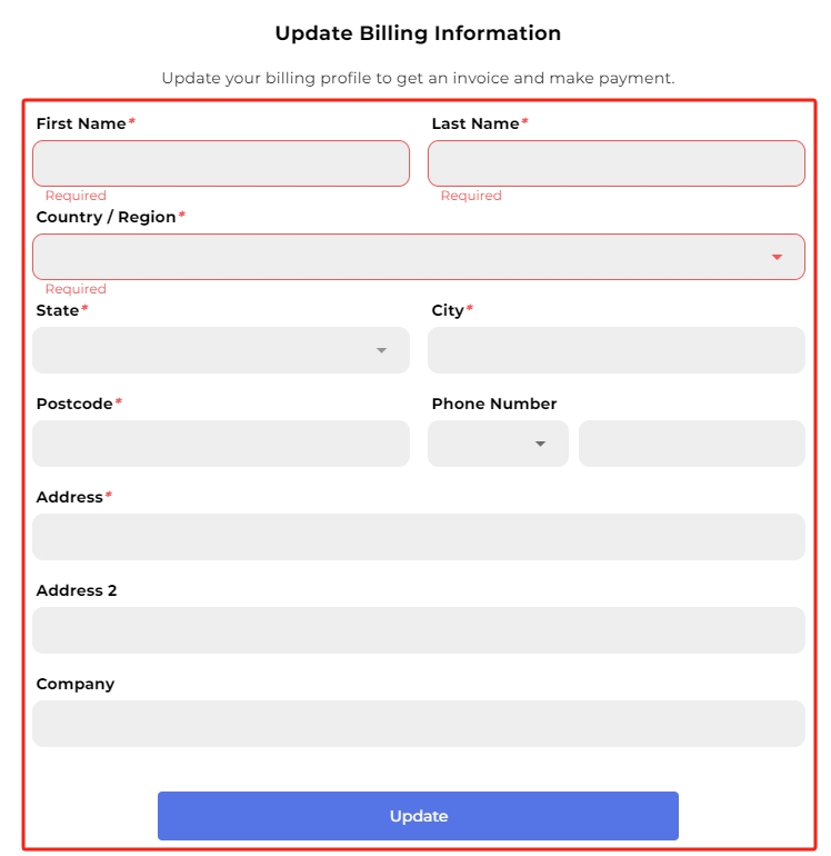 Update your billing information