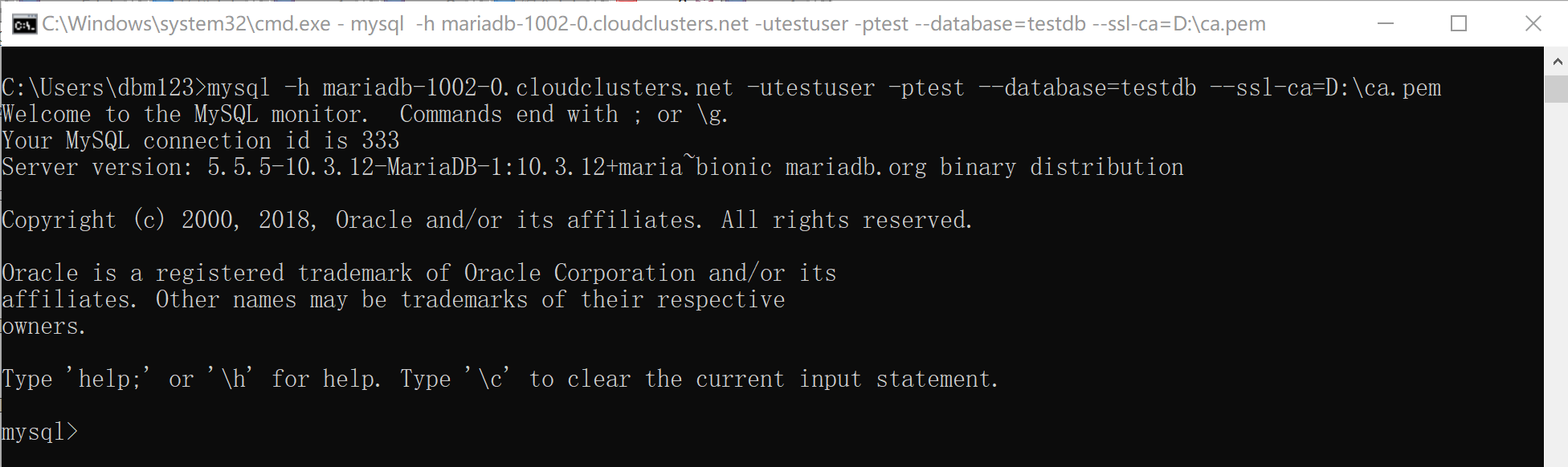 Mariadb Shell Connecting to MariaDB via MariaDB Shell or SSL Shell · GitBook
