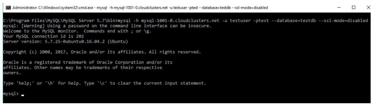 Connect to the MySQL server from MySQL 5.7