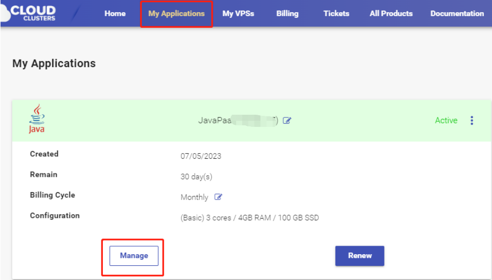 Locate JavaPaaS app